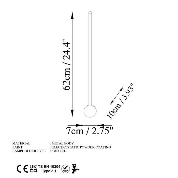 Opviq Sword - 13482 Lámpara de pared blanca de metal Opviq Sword - 13482 Lámpara de pared blanca de metal